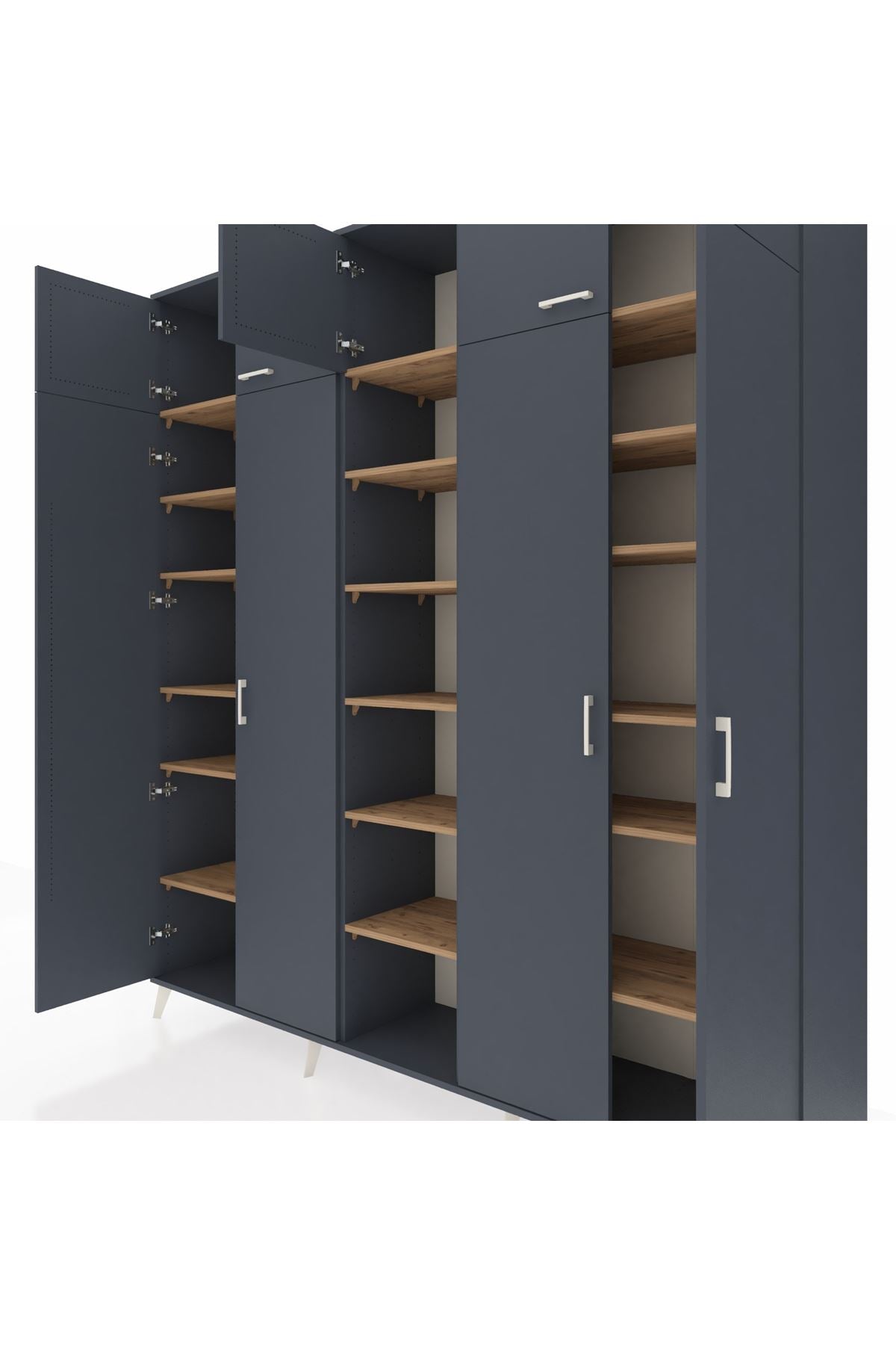 Hyperion Dolap 18 Raflı 9 Kapaklı 220x44x243 Antrasit-Antrasit/Çam