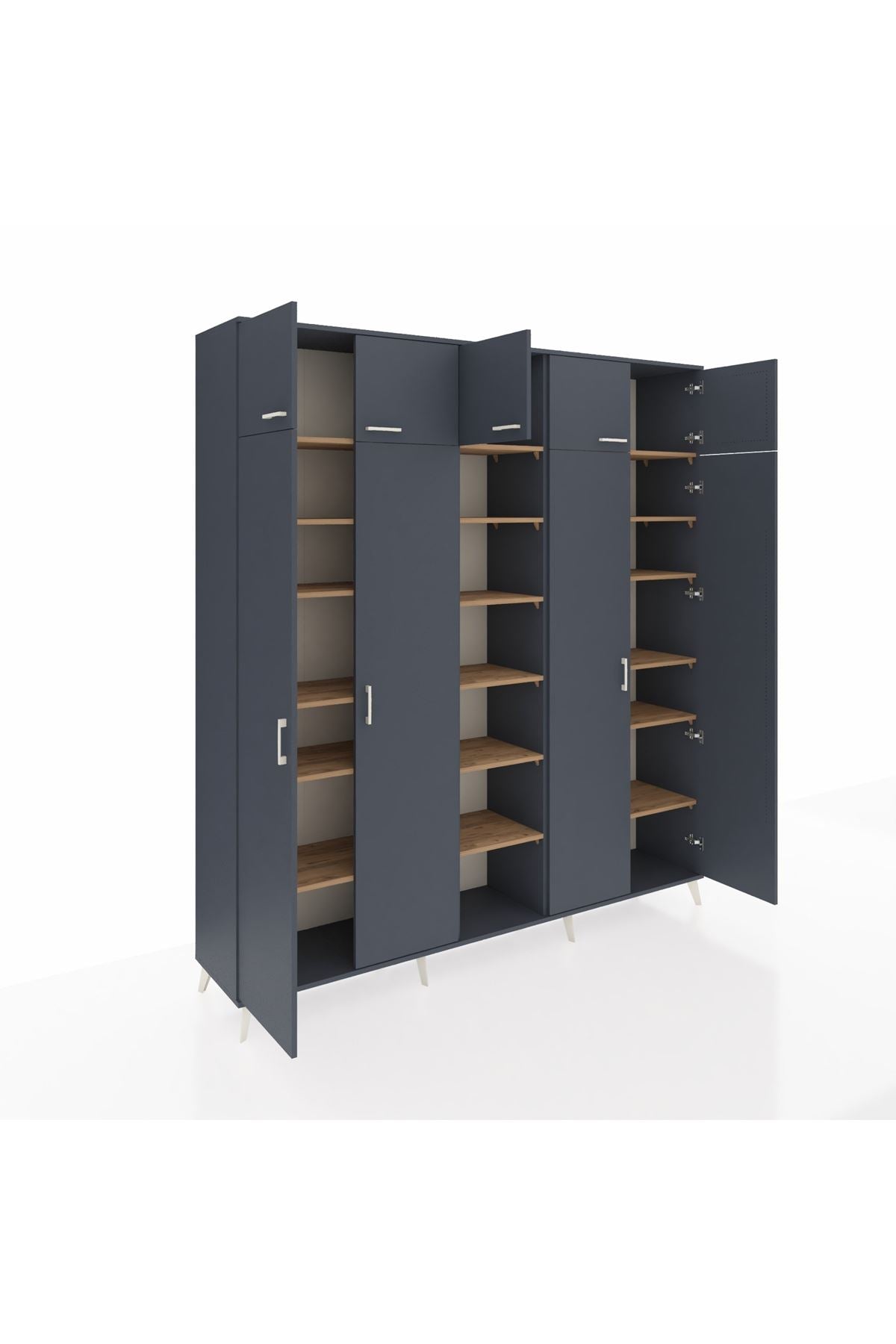 Hyperion Dolap 18 Raflı 9 Kapaklı 220x44x243 Antrasit-Antrasit/Çam