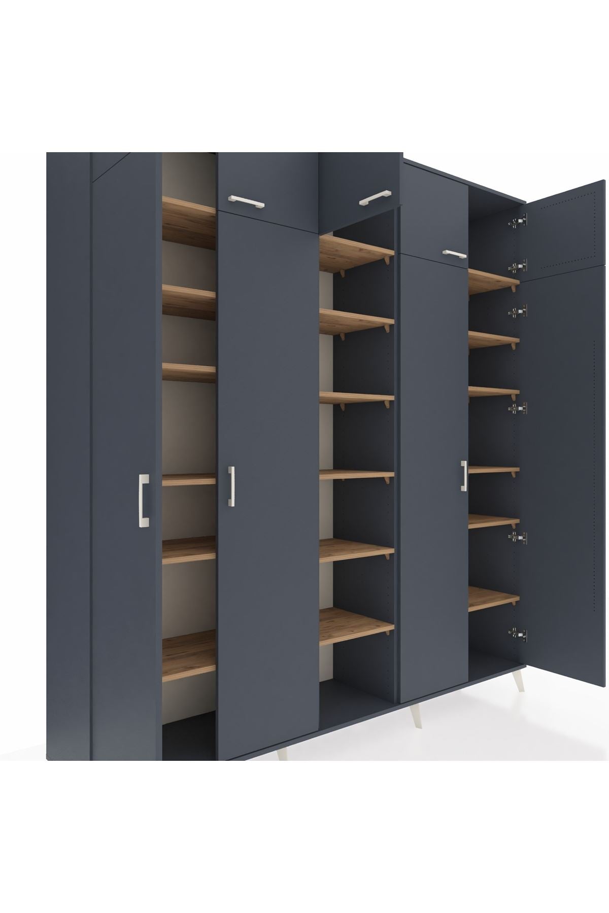 Hyperion Dolap 18 Raflı 9 Kapaklı 220x44x243 Antrasit-Antrasit/Çam