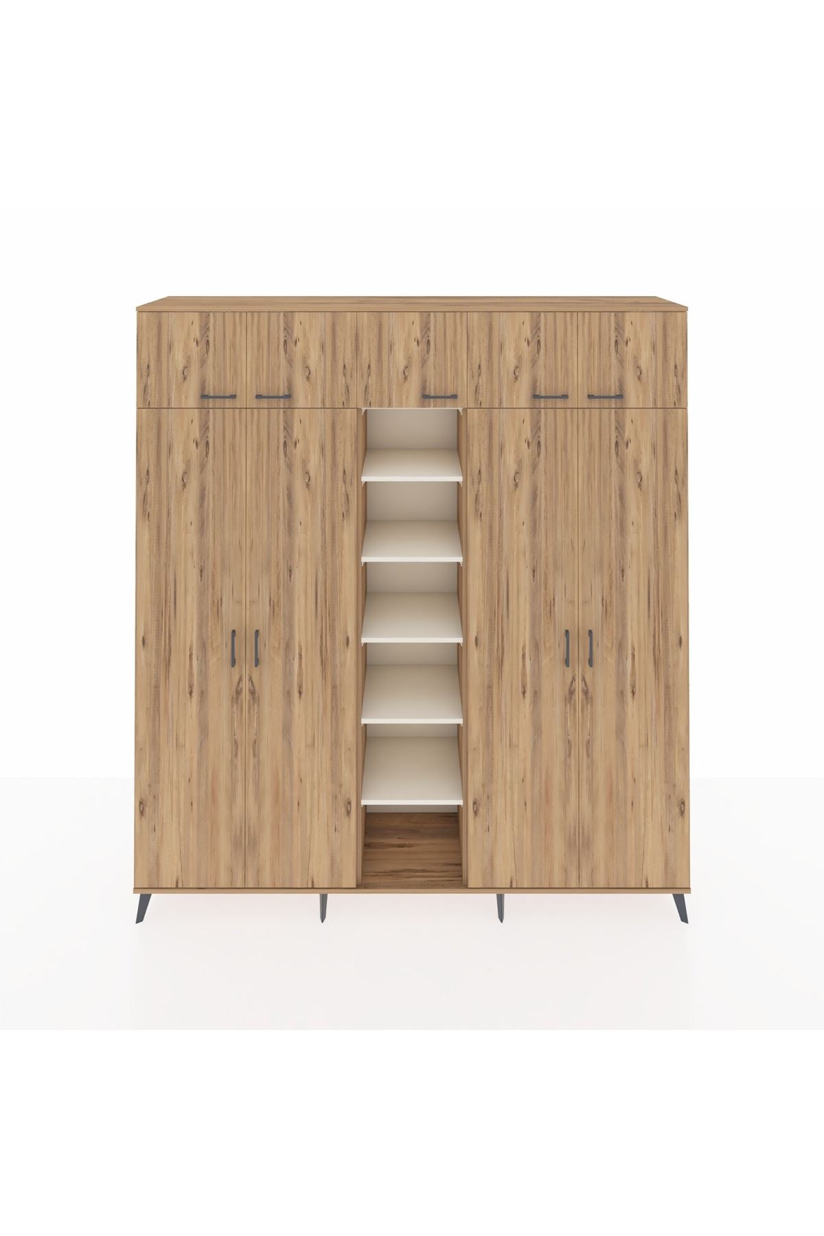 Hyperion Dolap 18 Raflı 9 Kapaklı 220x44x243 Çam-Çam/Aytaşı