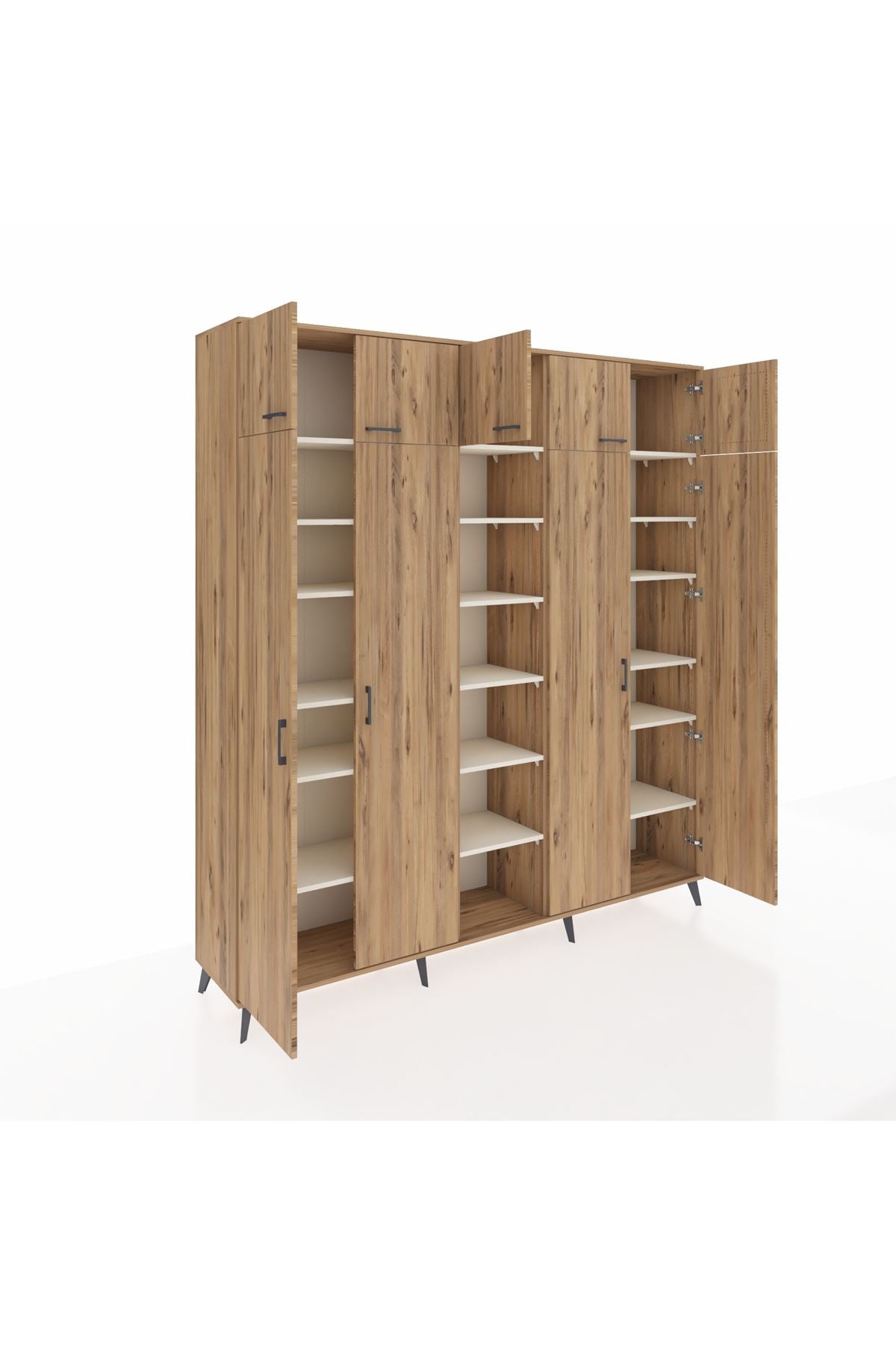 Hyperion Dolap 18 Raflı 9 Kapaklı 220x44x243 Çam-Çam/Aytaşı