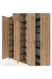 Hyperion Dolap 18 Raflı 9 Kapaklı 220x44x243 Çam-Çam/Antrasit