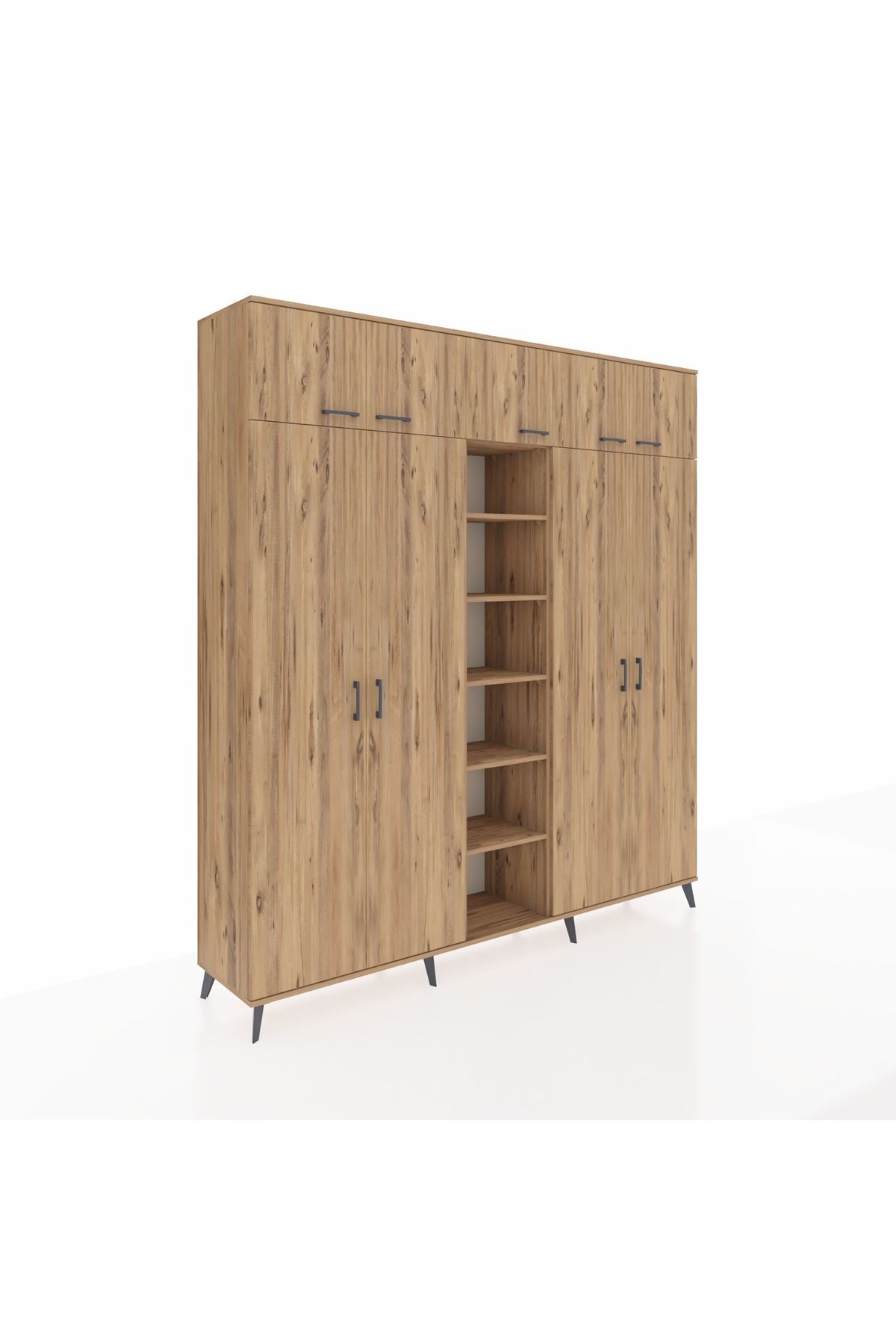 Hyperion Dolap 18 Raflı 9 Kapaklı 220x44x243 Çam-Çam/Çam