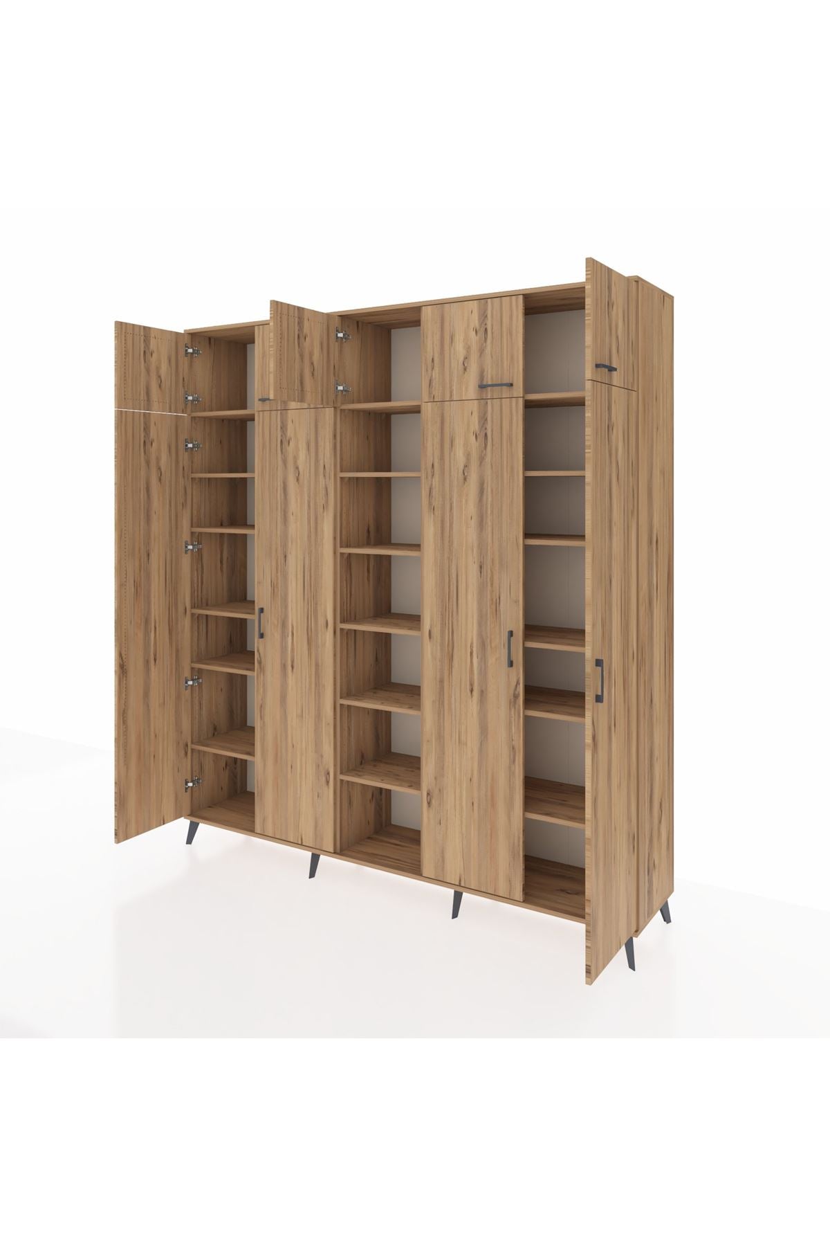 Hyperion Dolap 18 Raflı 9 Kapaklı 220x44x243 Çam-Çam/Çam