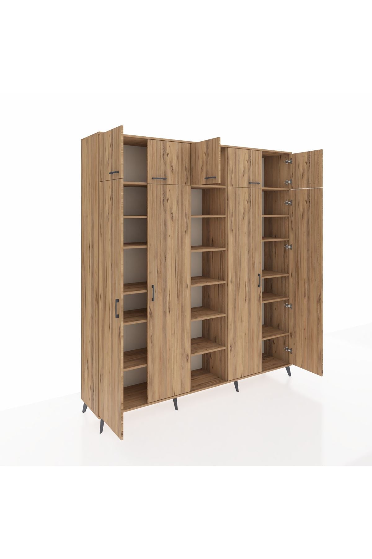 Hyperion Dolap 18 Raflı 9 Kapaklı 220x44x243 Çam-Çam/Çam