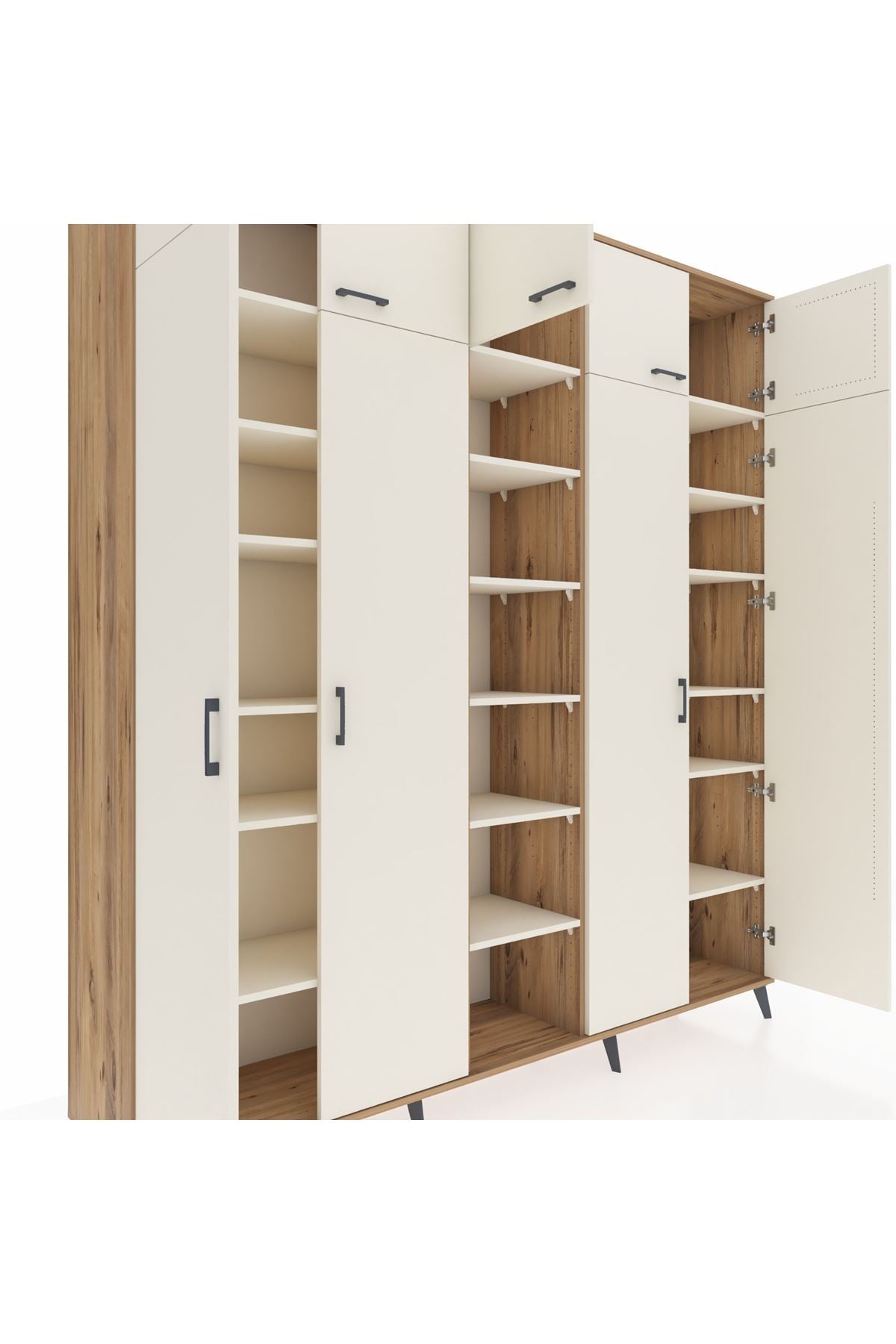 Hyperion Dolap 18 Raflı 9 Kapaklı 220x44x243 Çam-Aytaşı/Aytaşı