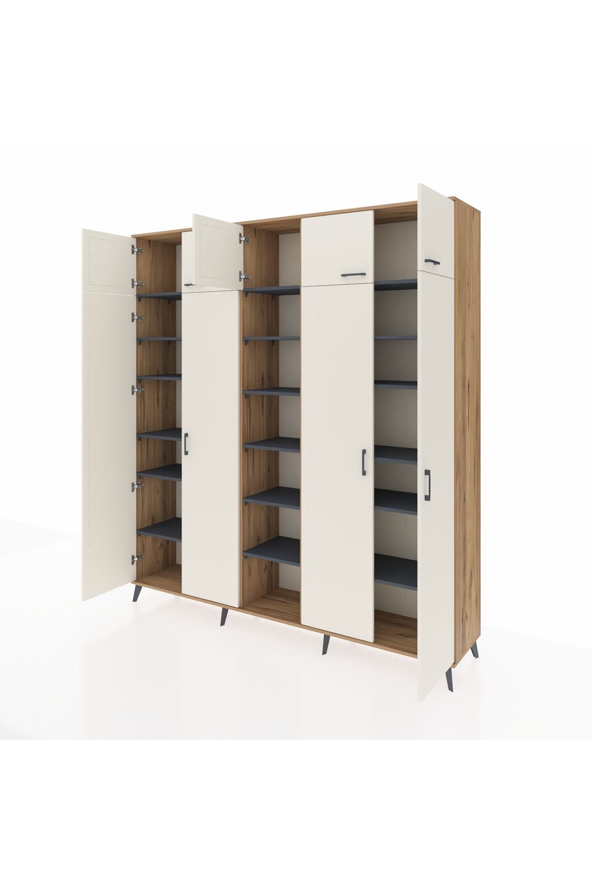 Hyperion Dolap 18 Raflı 9 Kapaklı 220x44x243 Çam-Aytaşı/Antrasit