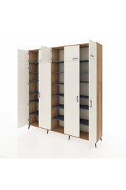 Hyperion Dolap 18 Raflı 9 Kapaklı 220x44x243 Çam-Aytaşı/Antrasit