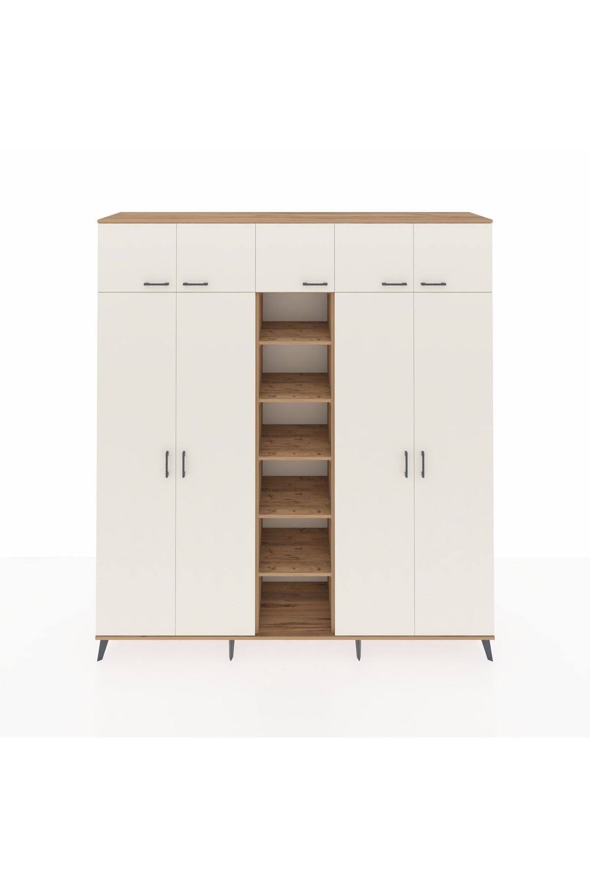 Hyperion Dolap 18 Raflı 9 Kapaklı 220x44x243 Çam-Aytaşı/Çam