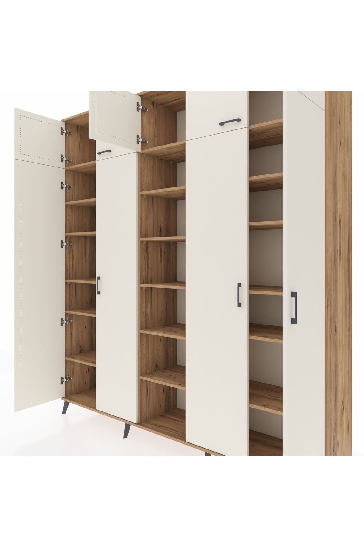 Hyperion Dolap 18 Raflı 9 Kapaklı 220x44x243 Çam-Aytaşı/Çam