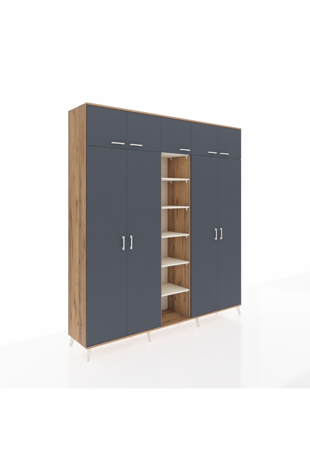 Hyperion Dolap 18 Raflı 9 Kapaklı 220x44x243 Çam-Antrasit/Aytaşı