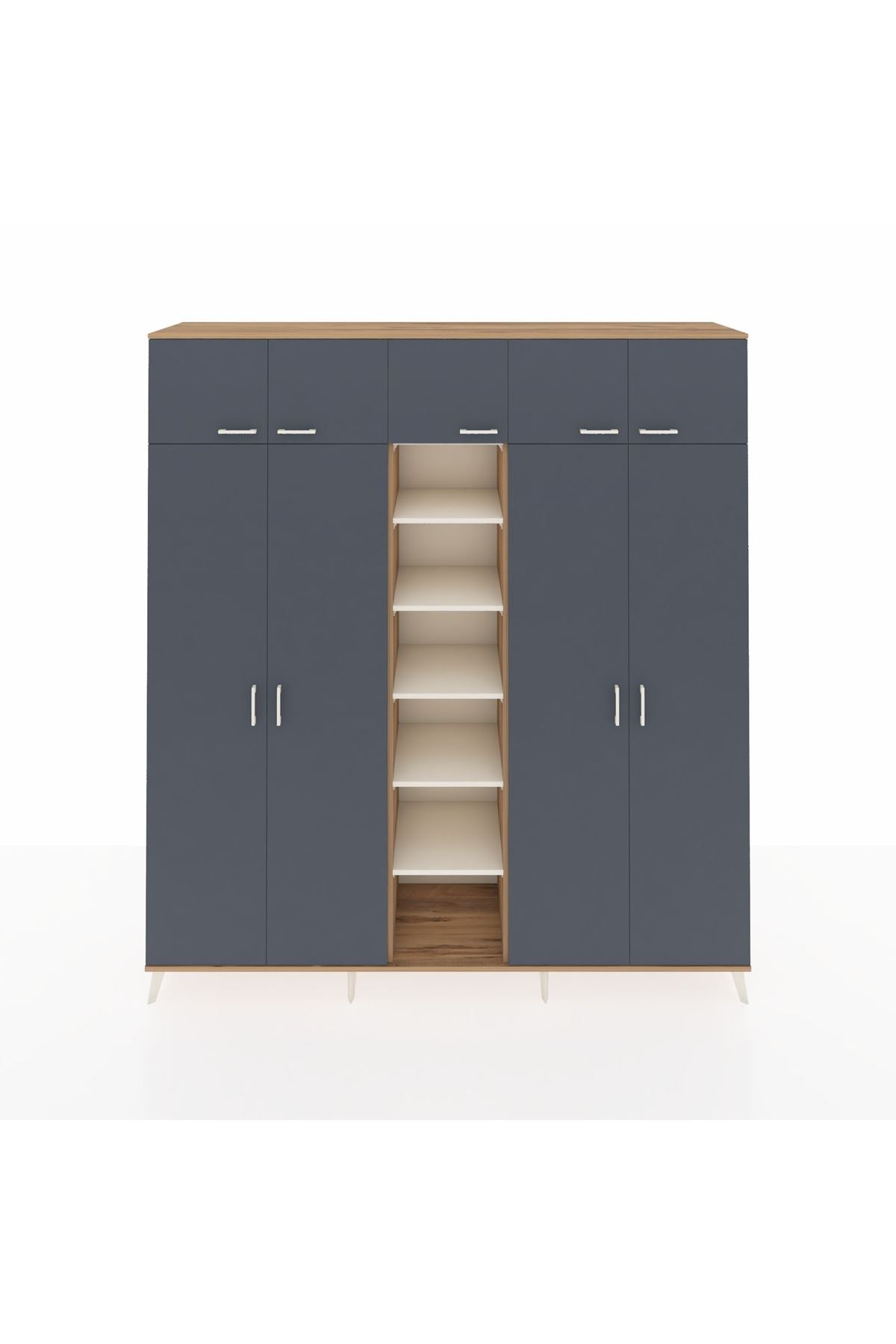 Hyperion Dolap 18 Raflı 9 Kapaklı 220x44x243 Çam-Antrasit/Aytaşı