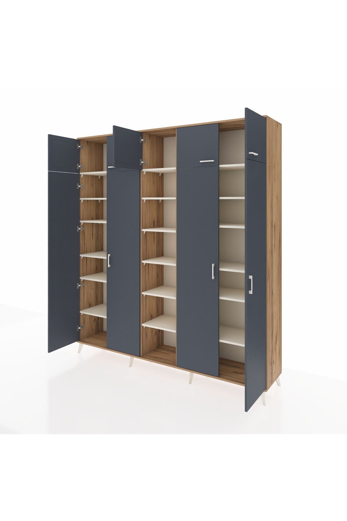 Hyperion Dolap 18 Raflı 9 Kapaklı 220x44x243 Çam-Antrasit/Aytaşı