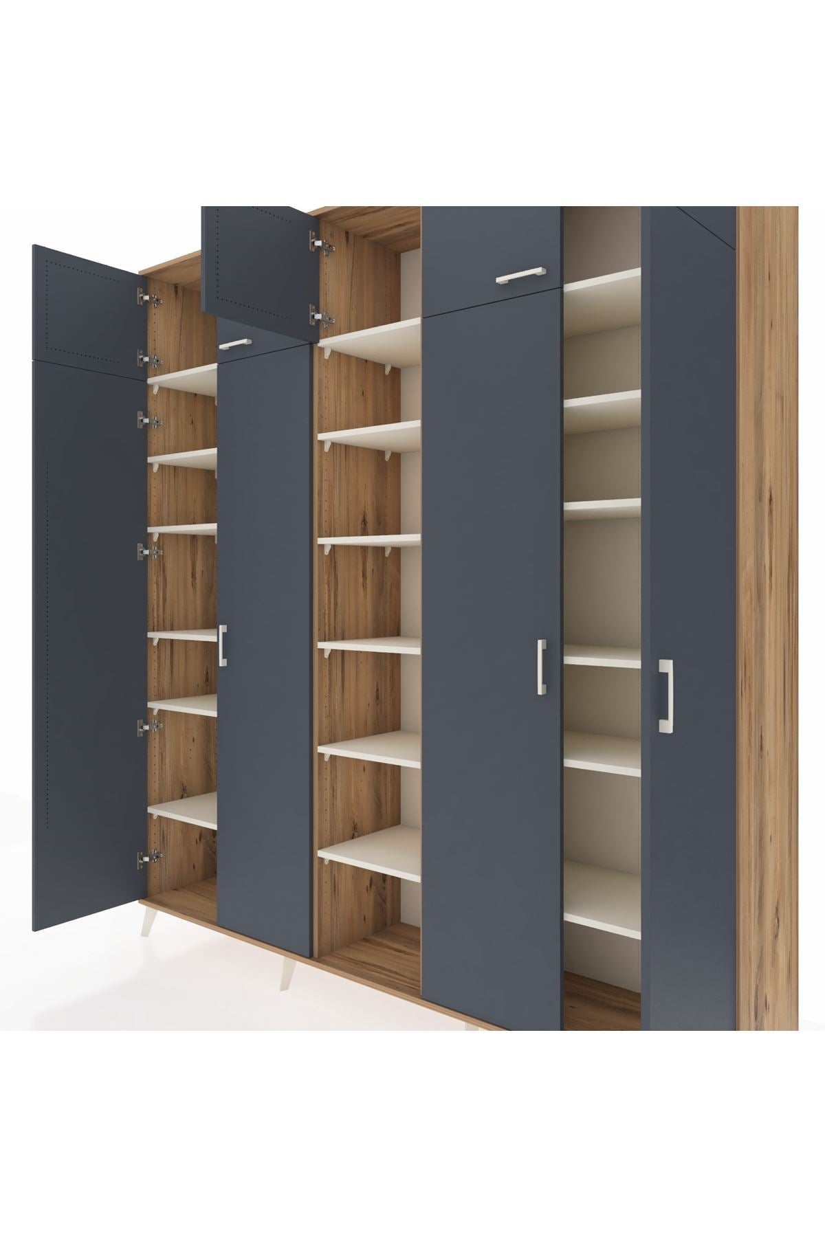 Hyperion Dolap 18 Raflı 9 Kapaklı 220x44x243 Çam-Antrasit/Aytaşı