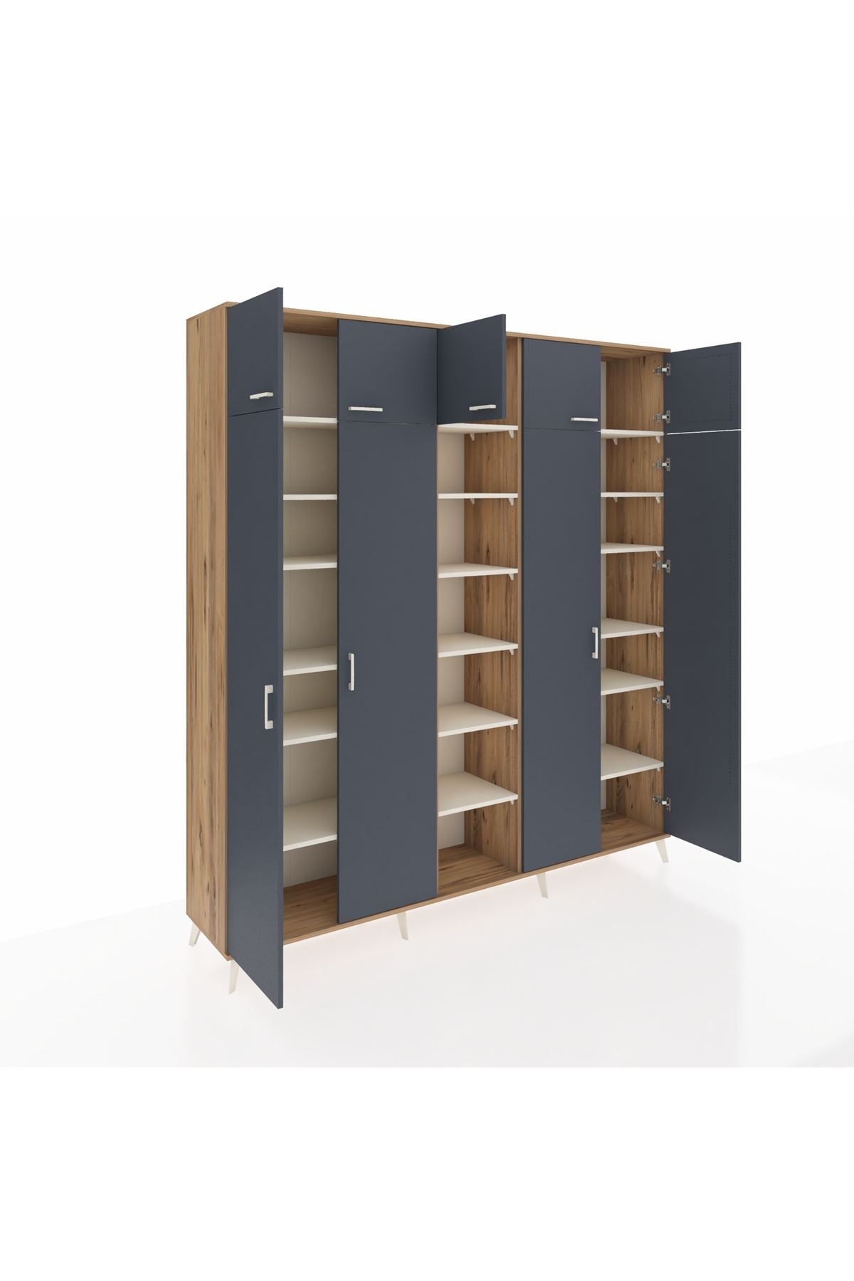 Hyperion Dolap 18 Raflı 9 Kapaklı 220x44x243 Çam-Antrasit/Aytaşı