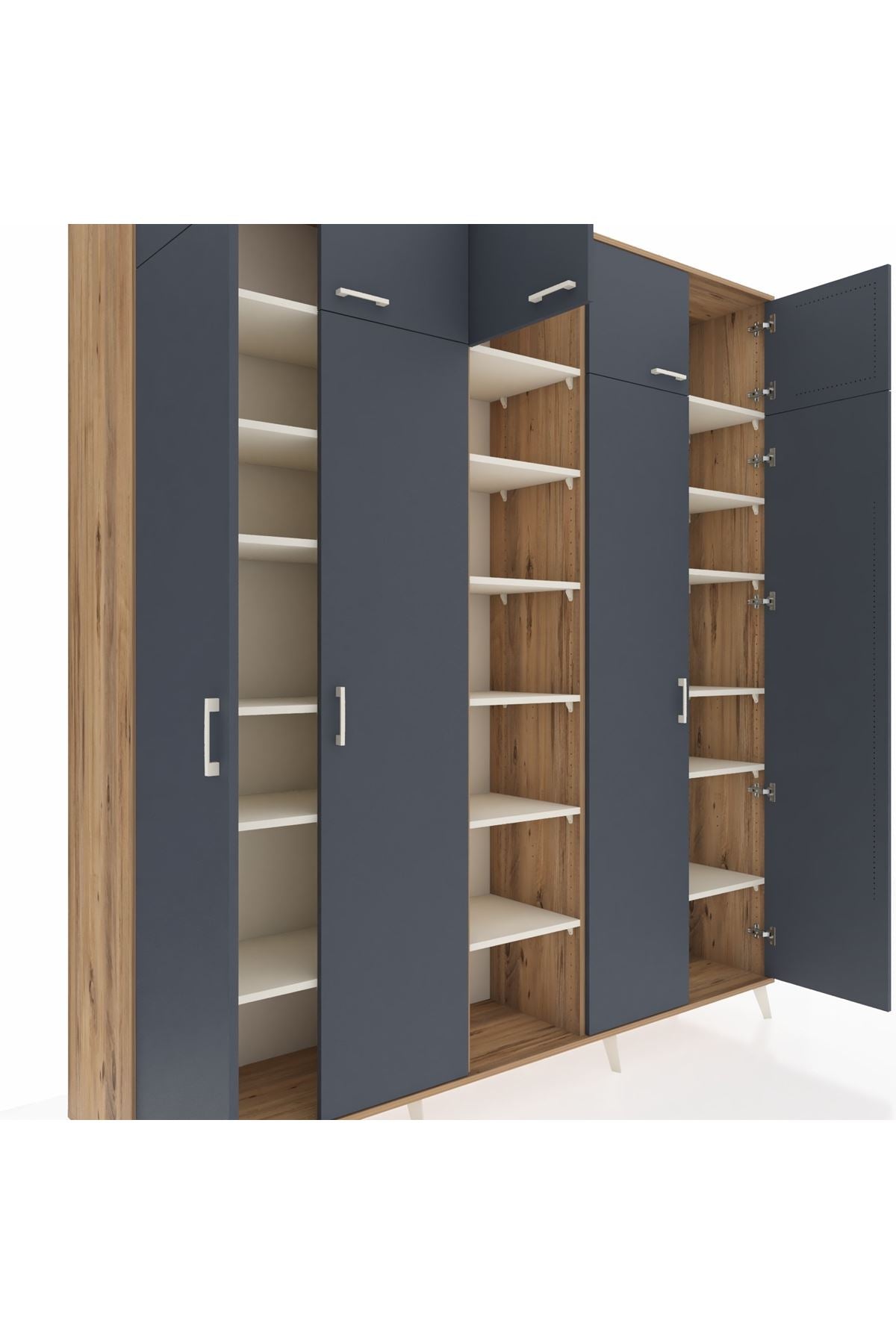 Hyperion Dolap 18 Raflı 9 Kapaklı 220x44x243 Çam-Antrasit/Aytaşı