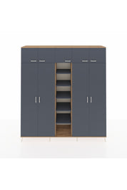 Hyperion Dolap 18 Raflı 9 Kapaklı 220x44x243 Çam-Antrasit/Antrasit