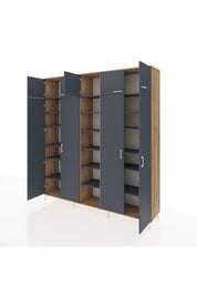 Hyperion Dolap 18 Raflı 9 Kapaklı 220x44x243 Çam-Antrasit/Antrasit