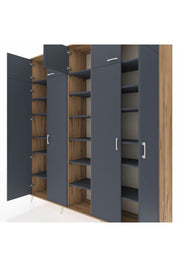 Hyperion Dolap 18 Raflı 9 Kapaklı 220x44x243 Çam-Antrasit/Antrasit