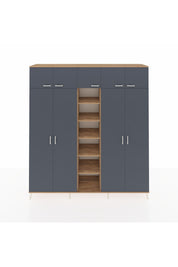 Hyperion Dolap 18 Raflı 9 Kapaklı 220x44x243 Çam-Antrasit/Çam