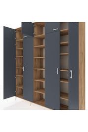 Hyperion Dolap 18 Raflı 9 Kapaklı 220x44x243 Çam-Antrasit/Çam