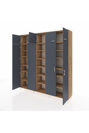 Hyperion Dolap 18 Raflı 9 Kapaklı 220x44x243 Çam-Antrasit/Çam