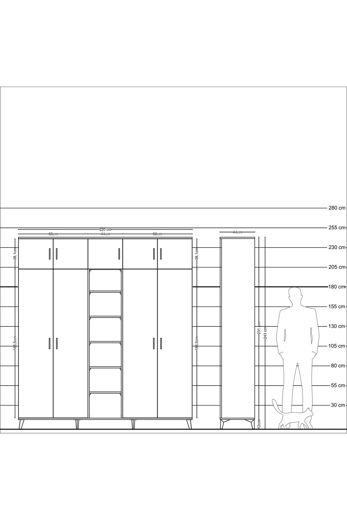 Hyperion Dolap 12 Raflı 9 Kapaklı 2 Askılı 220x44x243 - S553M016V11B