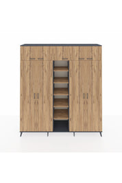 Hyperion Dolap 12 Raflı 9 Kapaklı 2 Askılı 220x44x243 Antrasit-Çam/Çam