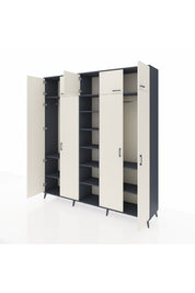 Hyperion Dolap 12 Raflı 9 Kapaklı 2 Askılı 220x44x243 Antrasit-Aytaşı/Antrasit