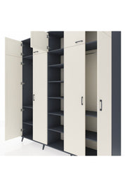 Hyperion Dolap 12 Raflı 9 Kapaklı 2 Askılı 220x44x243 Antrasit-Aytaşı/Antrasit