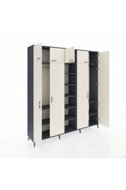 Hyperion Dolap 12 Raflı 9 Kapaklı 2 Askılı 220x44x243 Antrasit-Aytaşı/Antrasit