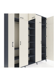 Hyperion Dolap 12 Raflı 9 Kapaklı 2 Askılı 220x44x243 Antrasit-Aytaşı/Antrasit