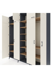 Hyperion Dolap 12 Raflı 9 Kapaklı 2 Askılı 220x44x243 Antrasit-Aytaşı/Çam