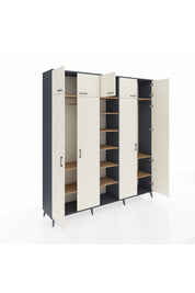 Hyperion Dolap 12 Raflı 9 Kapaklı 2 Askılı 220x44x243 Antrasit-Aytaşı/Çam