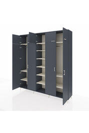 Hyperion Dolap 12 Raflı 9 Kapaklı 2 Askılı 220x44x243 Antrasit-Antrasit/Aytaşı