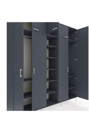 Hyperion Dolap 12 Raflı 9 Kapaklı 2 Askılı 220x44x243 Antrasit-Antrasit/Antrasit