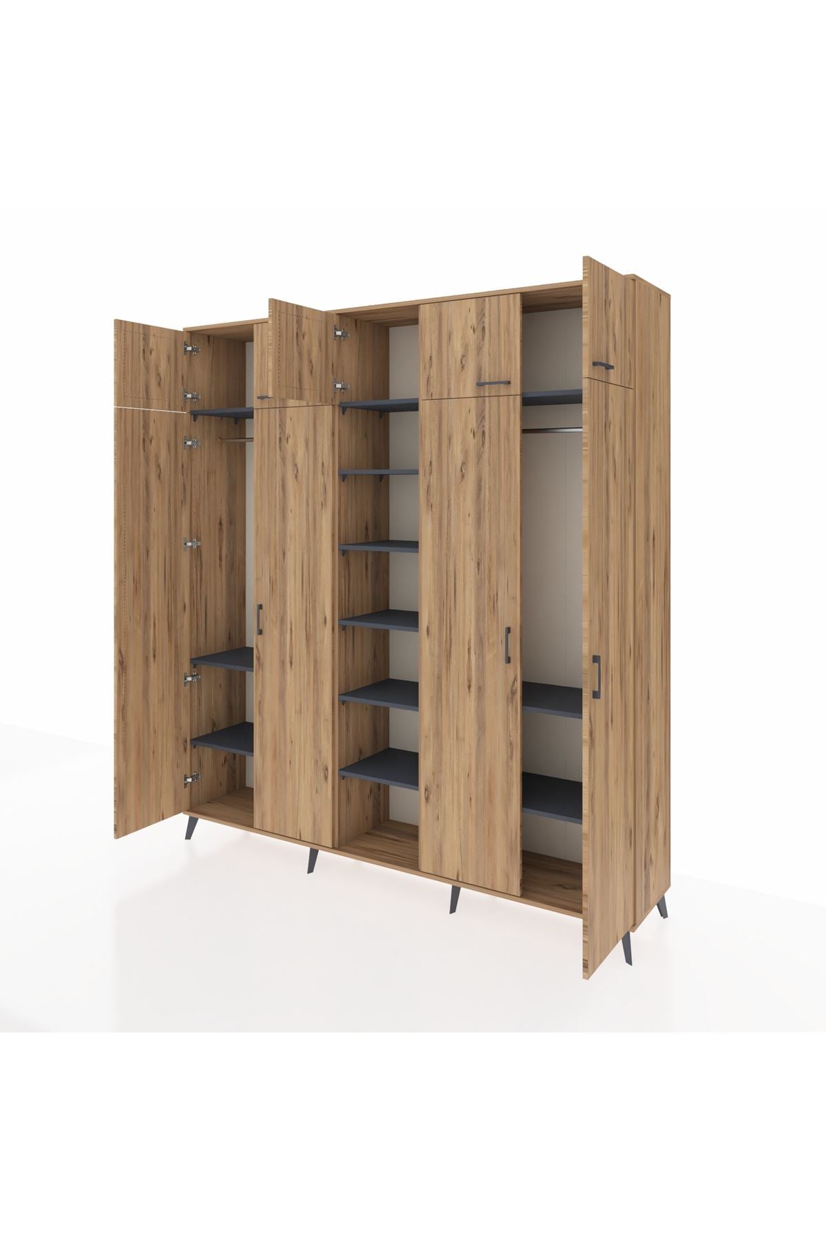 Hyperion Dolap 12 Raflı 9 Kapaklı 2 Askılı 220x44x243 - S553M016V20B