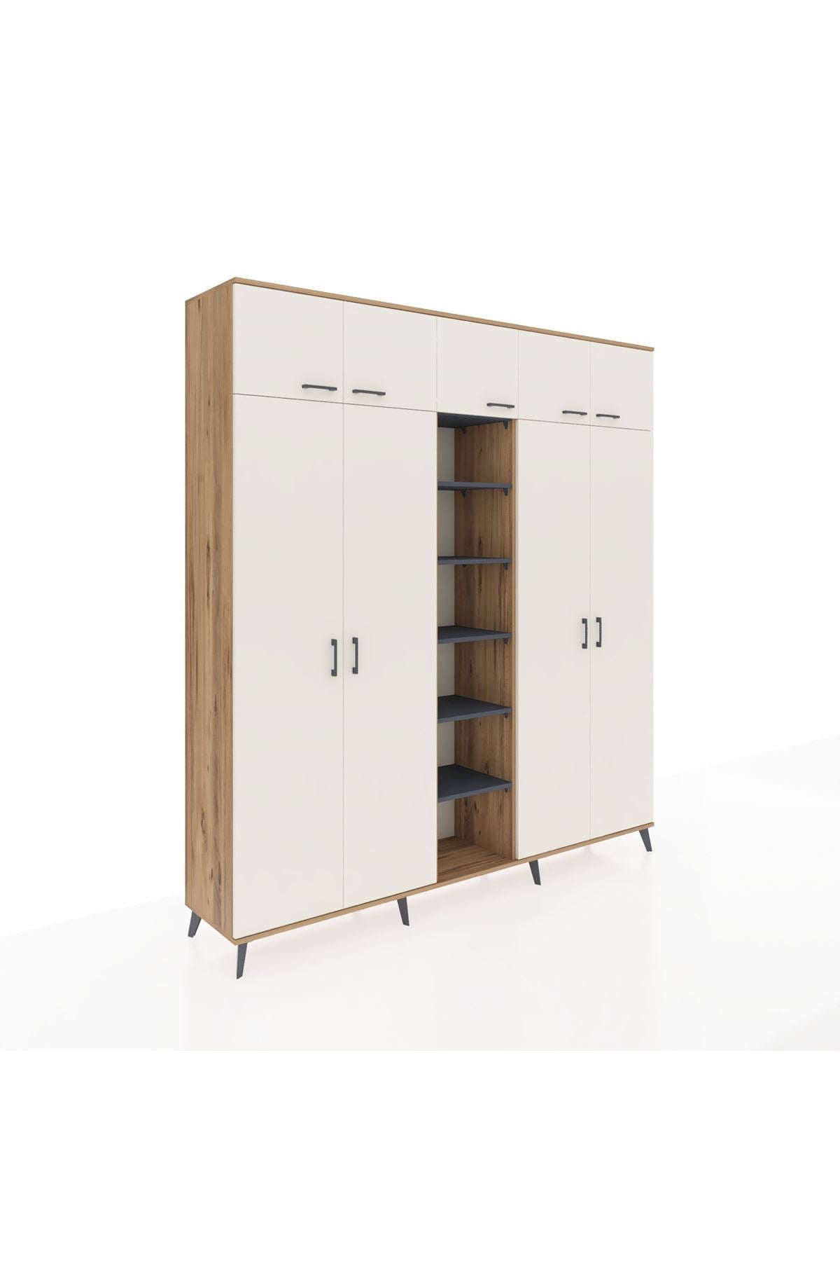 Hyperion Dolap 12 Raflı 9 Kapaklı 2 Askılı 220x44x243 - S553M016V23B