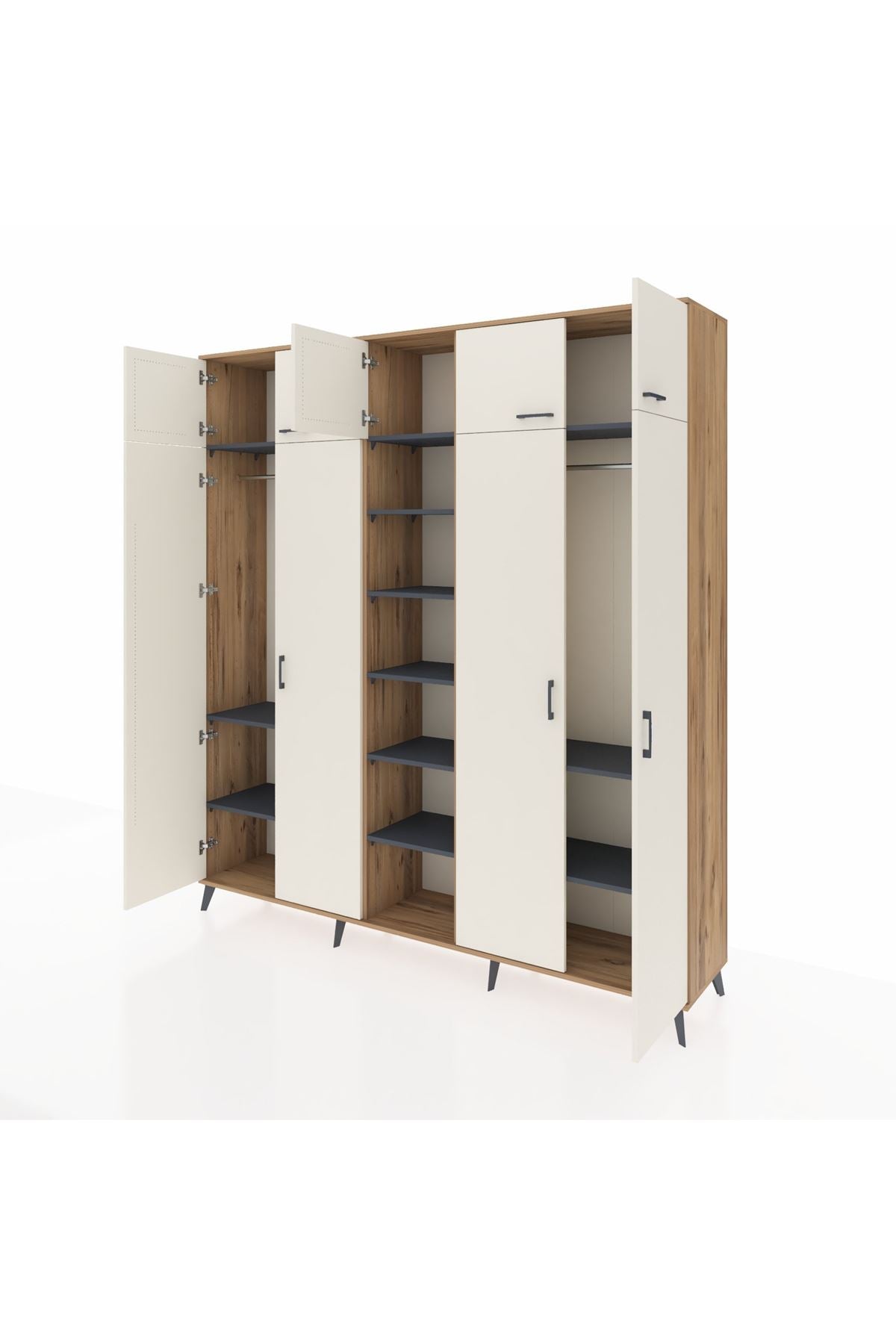 Hyperion Dolap 12 Raflı 9 Kapaklı 2 Askılı 220x44x243 - S553M016V23B