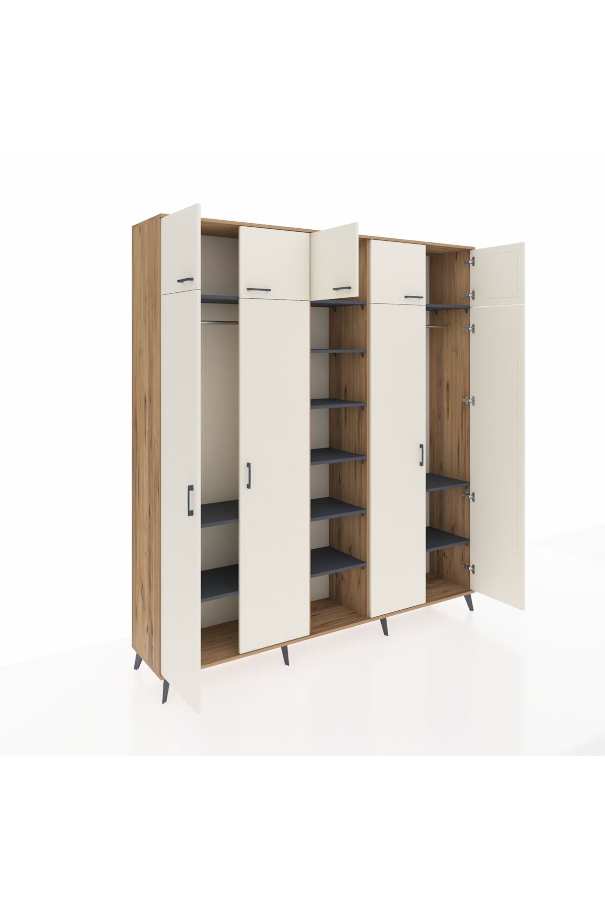 Hyperion Dolap 12 Raflı 9 Kapaklı 2 Askılı 220x44x243 - S553M016V23B