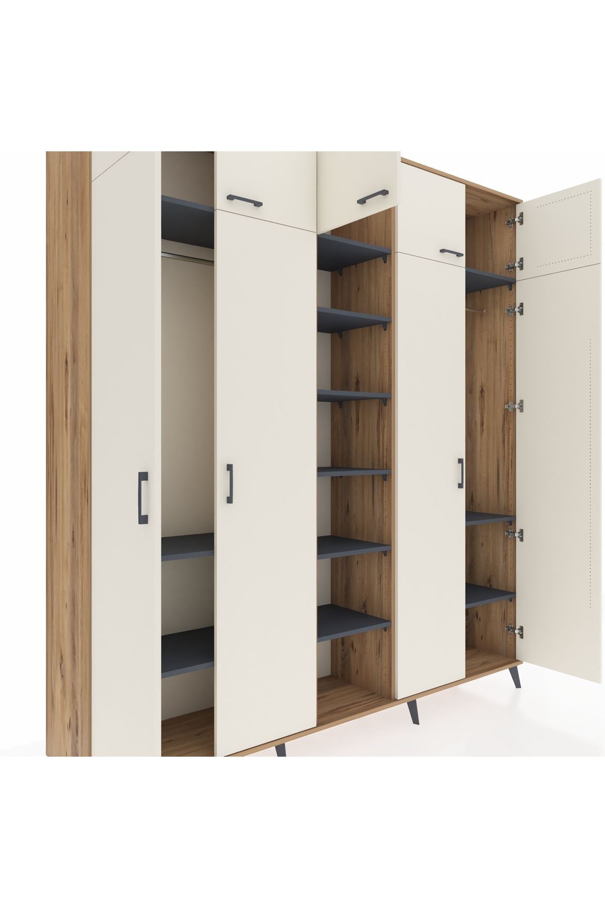 Hyperion Dolap 12 Raflı 9 Kapaklı 2 Askılı 220x44x243 - S553M016V23B