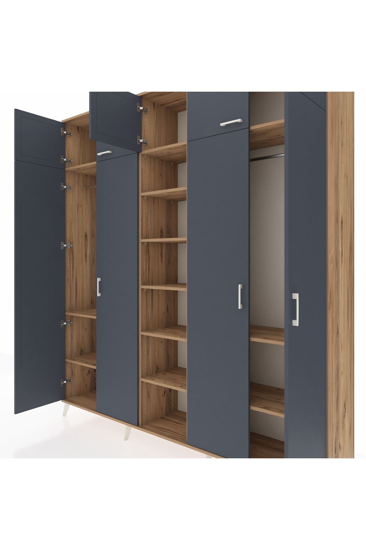 Hyperion Dolap 12 Raflı 9 Kapaklı 2 Askılı 220x44x243 - S553M016V27B