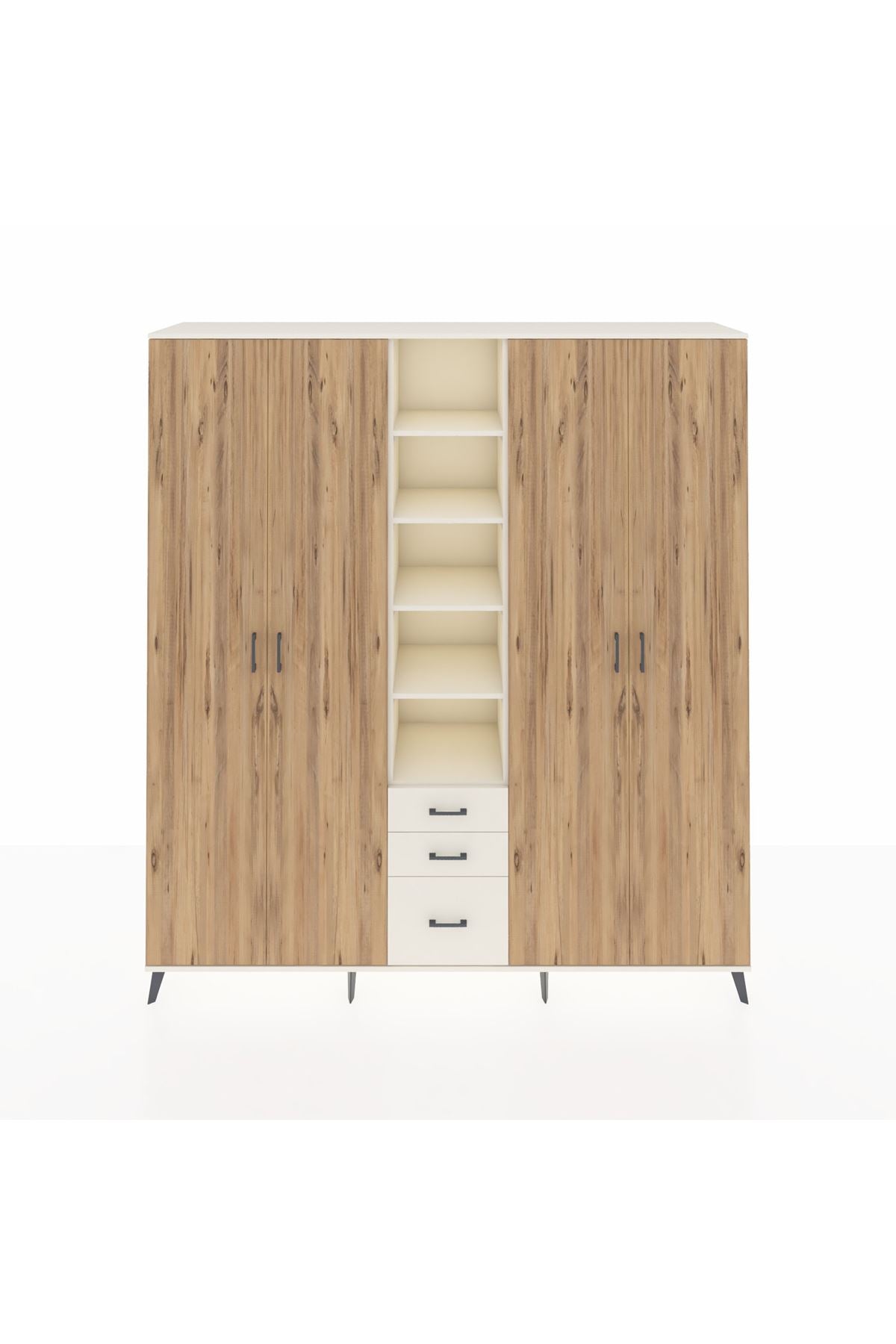 Hyperion Dolap 17 Raflı 3 Çekmeceli 4 Kapaklı 220x44x243 Aytaşı-Çam/Aytaşı