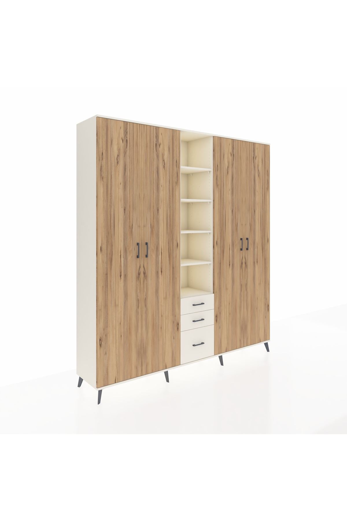 Hyperion Dolap 17 Raflı 3 Çekmeceli 4 Kapaklı 220x44x243 Aytaşı-Çam/Aytaşı