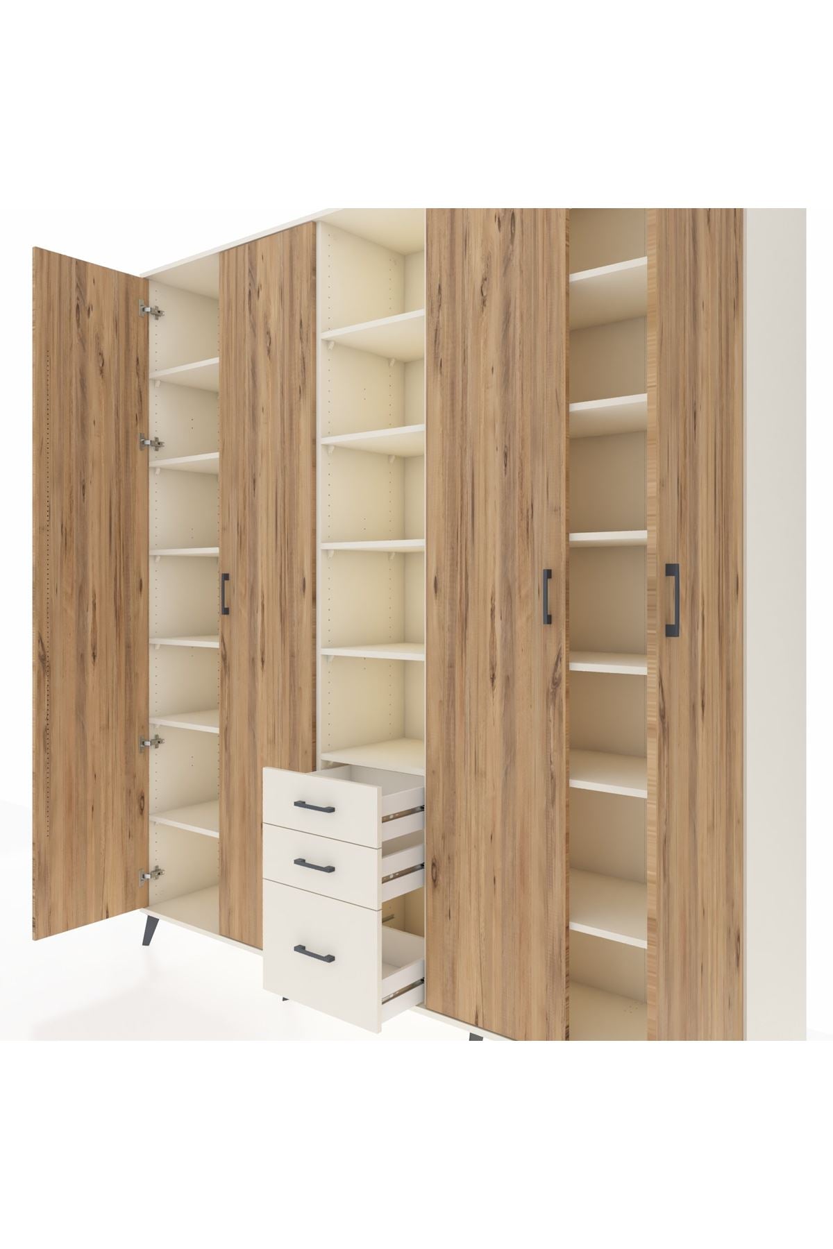 Hyperion Dolap 17 Raflı 3 Çekmeceli 4 Kapaklı 220x44x243 Aytaşı-Çam/Aytaşı