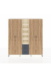 Hyperion Dolap 17 Raflı 3 Çekmeceli 4 Kapaklı 220x44x243 Aytaşı-Çam/Antrasit