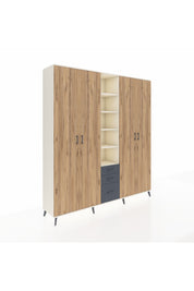 Hyperion Dolap 17 Raflı 3 Çekmeceli 4 Kapaklı 220x44x243 Aytaşı-Çam/Antrasit