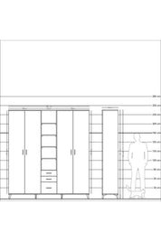 Hyperion Dolap 17 Raflı 3 Çekmeceli 4 Kapaklı 220x44x243 - S553M017V02B