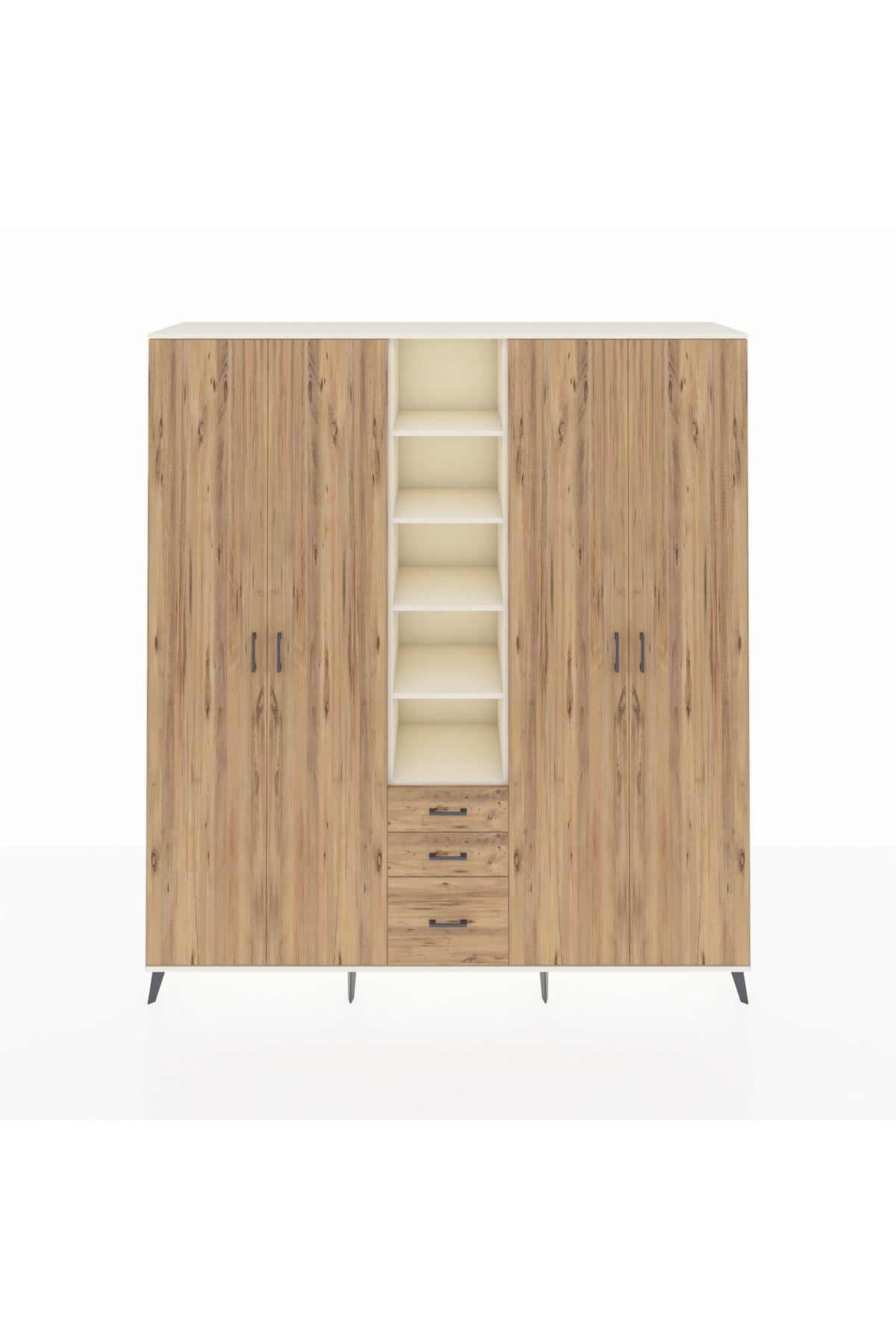 Hyperion Dolap 17 Raflı 3 Çekmeceli 4 Kapaklı 220x44x243 Aytaşı-Çam/Çam