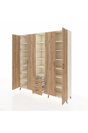 Hyperion Dolap 17 Raflı 3 Çekmeceli 4 Kapaklı 220x44x243 Aytaşı-Çam/Çam